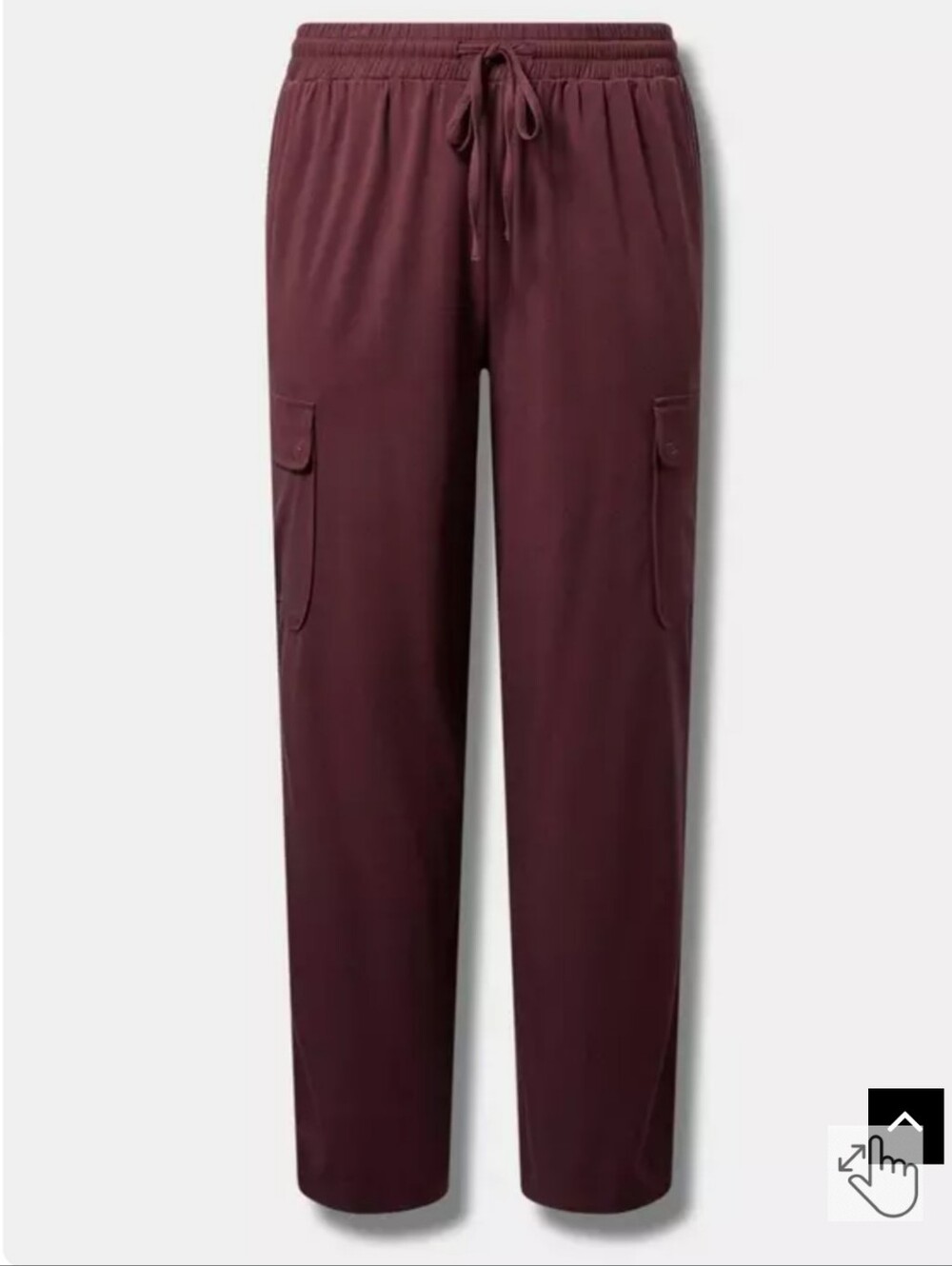 Torrid Burgundy Challis Wide Leg Cargo Pants Size 1 Short - Picture 2 of 9